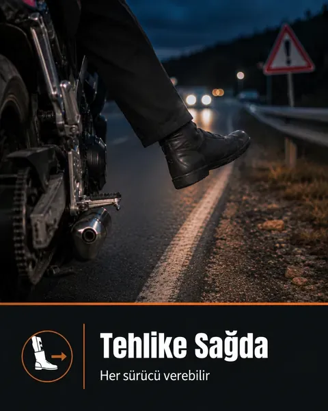 Tehlike sağda işaretini gösteren görsel