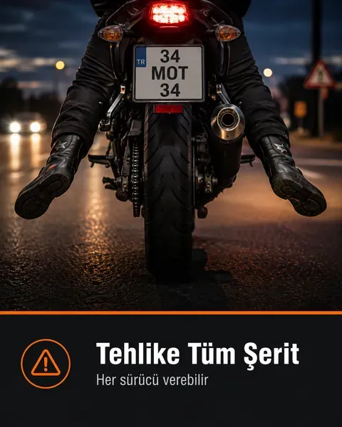Tüm Şeritte Tehlike işaretini gösteren görsel